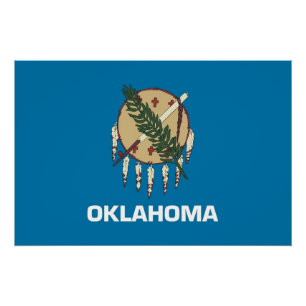 Patriotic poster with Flag of Oklahoma