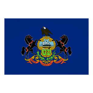 Patriotic poster with Flag of Pennsylvania