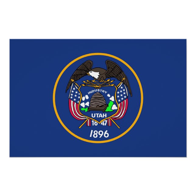 Patriotic poster with Flag of Utah (Front)