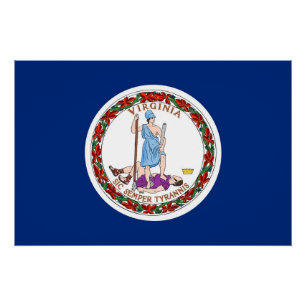 Patriotic poster with Flag of Virginia
