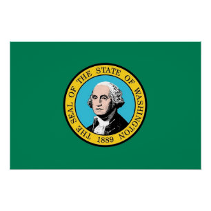 Patriotic poster with Flag of Washington State