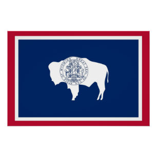 Patriotic poster with Flag of Wyoming