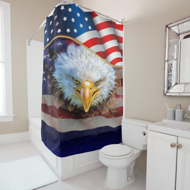 Patriotic Powerful Eagle Shower Curtain (In Situ)