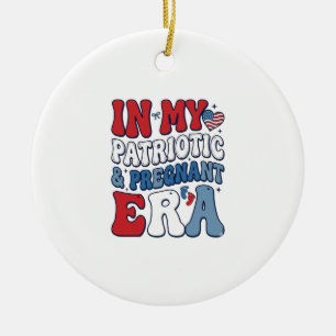 Patriotic Pregnant Era Vintage Pregnancy Shirt_1 Ceramic Tree Decoration