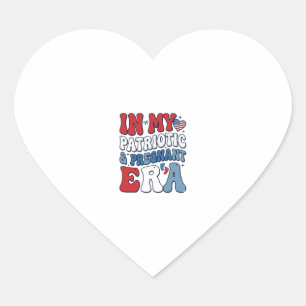 Patriotic Pregnant Era Vintage Pregnancy Shirt_1 Heart Sticker