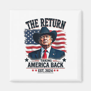 Patriotic President Donald Trump Cowboy Taking Ame Magnet