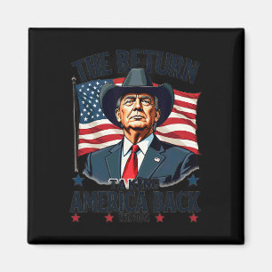 Patriotic President Donald Trump Cowboy Taking Ame Magnet