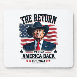 Patriotic President Donald Trump Cowboy Taking Ame Mouse Pad