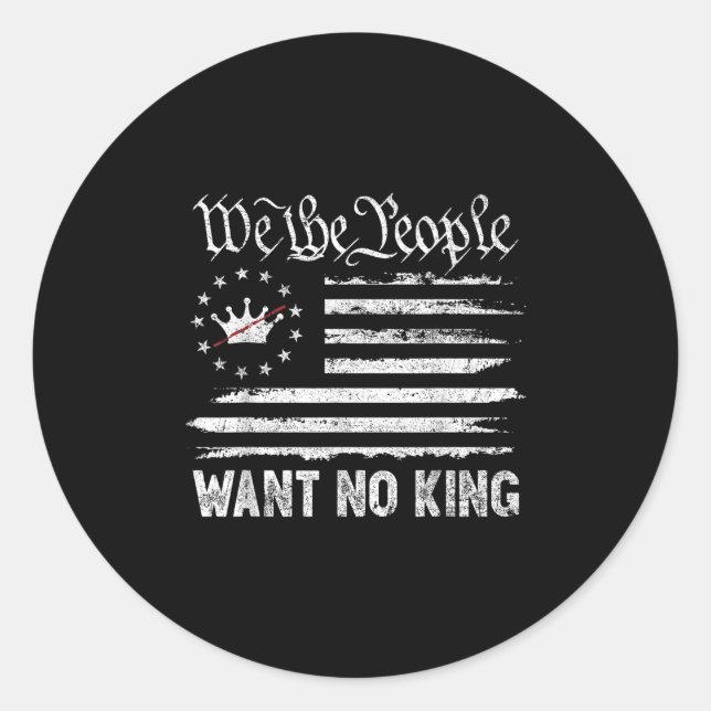 Patriotic Pro-democracy Protest June 14 No Kings I Classic Round Sticker (Front)