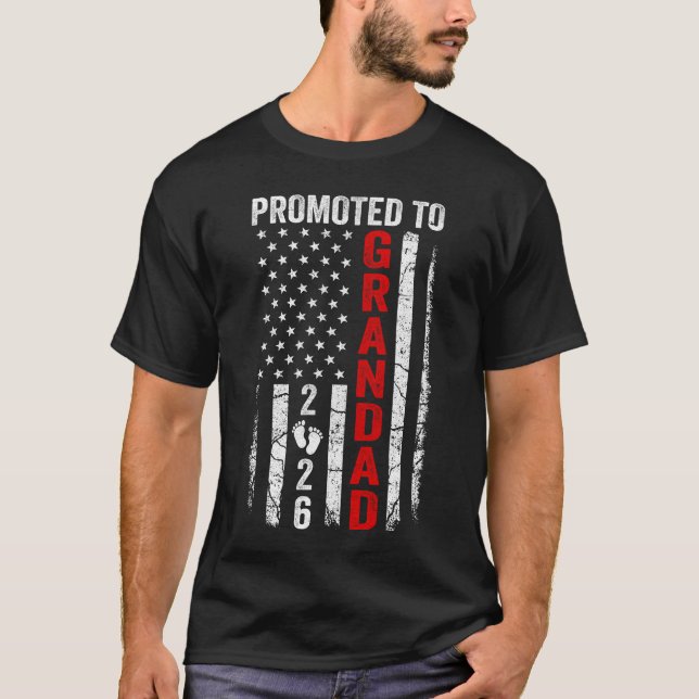 Patriotic Promoted To Grandad 2026 First Time New  T-Shirt (Front)