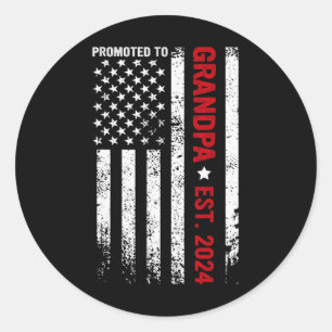 Patriotic Promoted To Grandpa 2025 New Grandpa Fat Classic Round Sticker