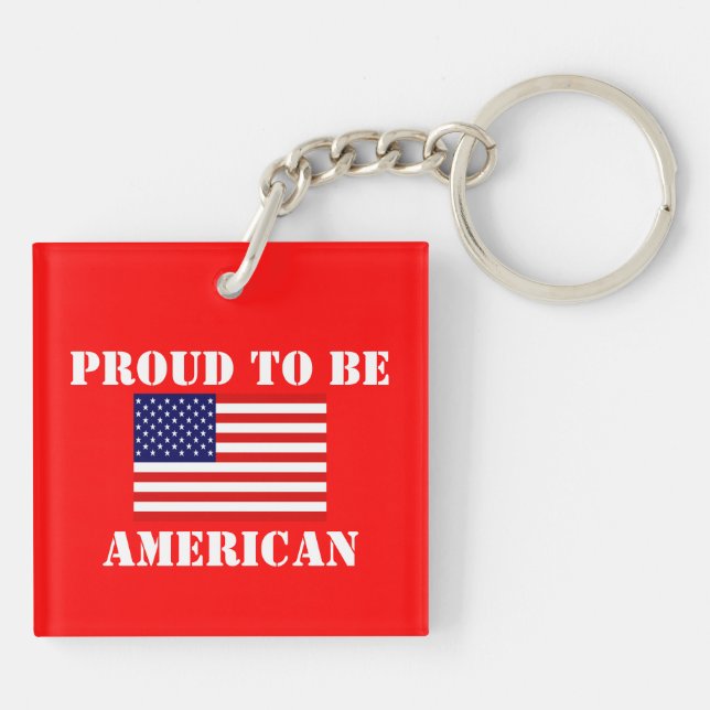 Patriotic Proud to be American Red White and Blue Key Ring (Back)