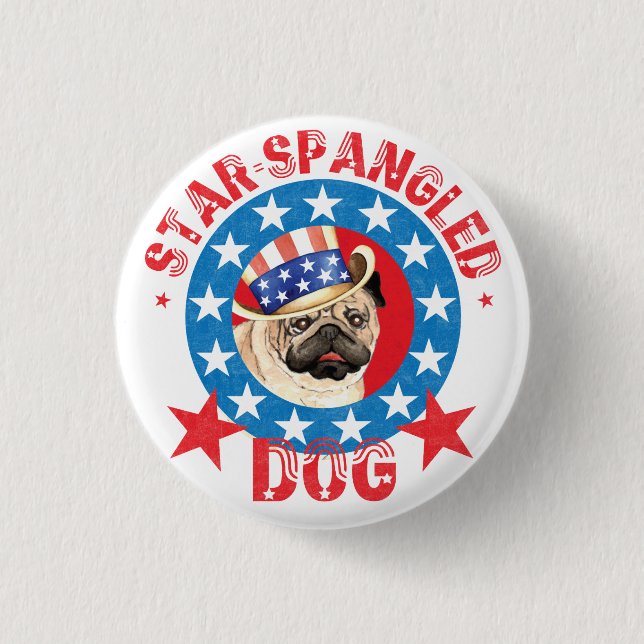 Patriotic Pug 3 Cm Round Badge (Front)