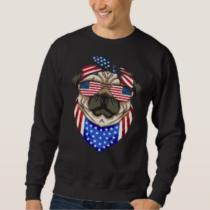 Patriotic Pug 4th Of July Cute Dog American Flag S Sweatshirt