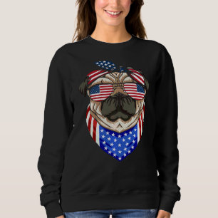 Patriotic Pug 4th Of July Cute Dog American Flag S Sweatshirt