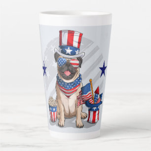 Patriotic Pug 4th of July Latte Mug