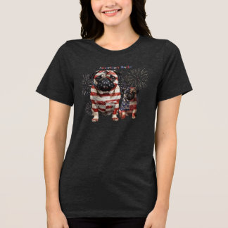 Patriotic Pug Art Tri-Blend Shirt