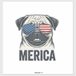 Patriotic Pug Merica Vintage Engraving Shirt Desig