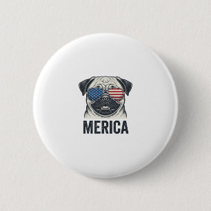 Patriotic Pug Merica Vintage Engraving Shirt Desig 6 Cm Round Badge
