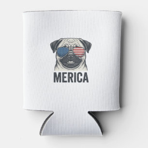 Patriotic Pug Merica Vintage Engraving Shirt Desig Can Cooler