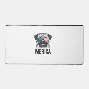 Patriotic Pug Merica Vintage Engraving Shirt Desig Desk Mat