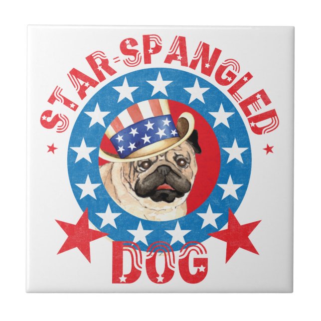 Patriotic Pug Tile (Front)