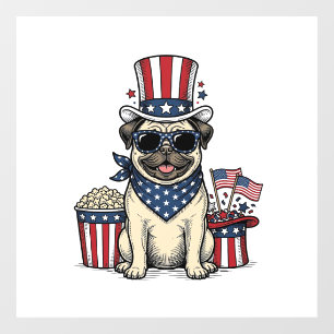 Patriotic Pug Vintage Engraving Dog Shirt Design_1
