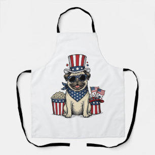 Patriotic Pug Vintage Engraving Dog Shirt Design_1 Apron