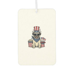Patriotic Pug Vintage Engraving Dog Shirt Design_1 Car Air Freshener