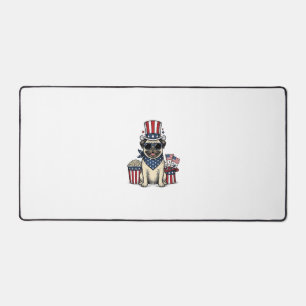 Patriotic Pug Vintage Engraving Dog Shirt Design_1 Desk Mat