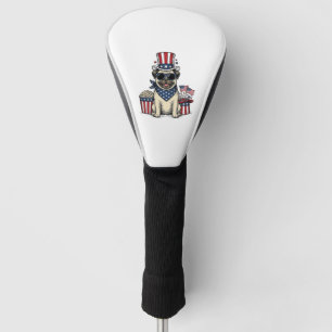 Patriotic Pug Vintage Engraving Dog Shirt Design_1 Golf Head Cover