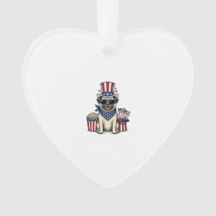 Patriotic Pug Vintage Engraving Dog Shirt Design_1 Ornament