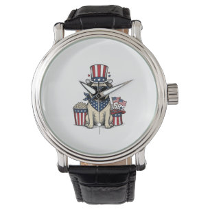 Patriotic Pug Vintage Engraving Dog Shirt Design_1 Watch