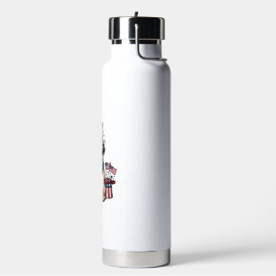 Patriotic Pug Vintage Engraving Dog Shirt Design_1 Water Bottle