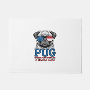 Patriotic Pug Vintage Engraving Shirt Design_1 Doormat