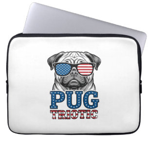 Patriotic Pug Vintage Engraving Shirt Design_1 Laptop Sleeve