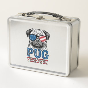 Patriotic Pug Vintage Engraving Shirt Design_1 Metal Lunch Box