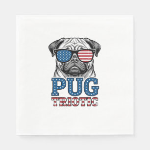 Patriotic Pug Vintage Engraving Shirt Design_1 Napkin