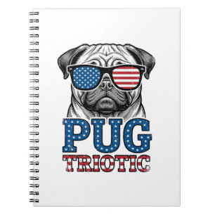 Patriotic Pug Vintage Engraving Shirt Design_1 Notebook