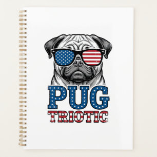 Patriotic Pug Vintage Engraving Shirt Design_1 Planner