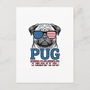 Patriotic Pug Vintage Engraving Shirt Design_1 Postcard
