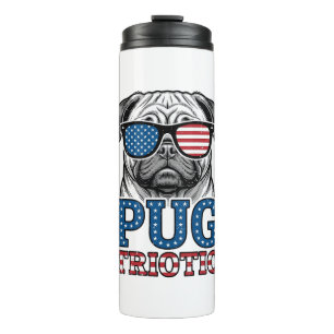 Patriotic Pug Vintage Engraving Shirt Design_1 Thermal Tumbler