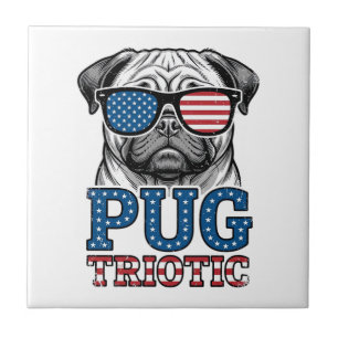 Patriotic Pug Vintage Engraving Shirt Design_1 Tile