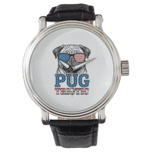 Patriotic Pug Vintage Engraving Shirt Design_1 Watch