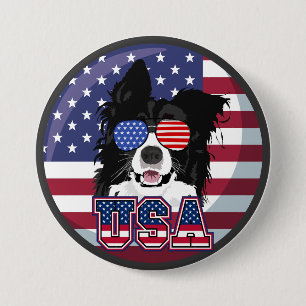 Patriotic Pup USA 7.5 Cm Round Badge