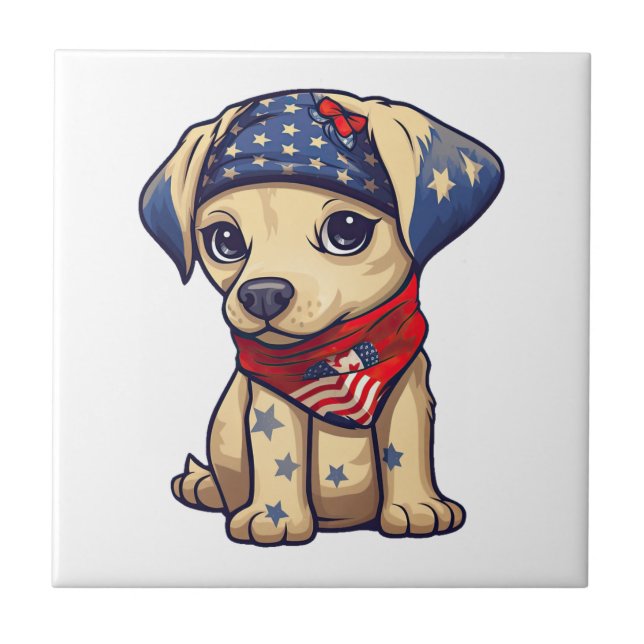Patriotic Puppy - Style 12 Tile (Front)