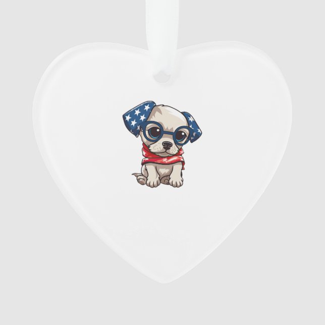 Patriotic Puppy - Style 13 Ornament (Front)
