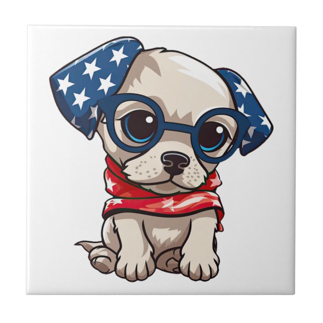 Patriotic Puppy - Style 13 Tile (Front)