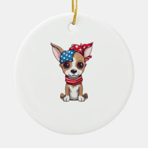 Patriotic Puppy - Style 4 Ceramic Tree Decoration