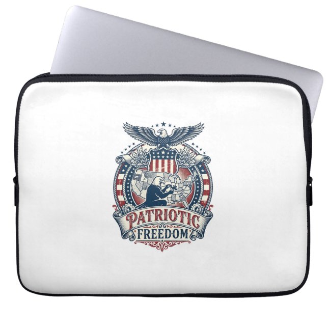 Patriotic Puzzle Lover Vector Graphic Tee Laptop Sleeve (Front)